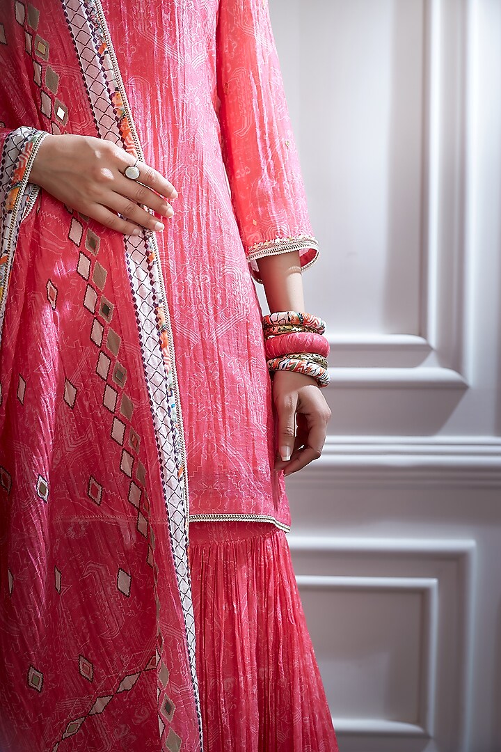Pink Embroidered Wedding Sharara Set by Mandira Wirk - Indian at Pernia's Pop Up Shop