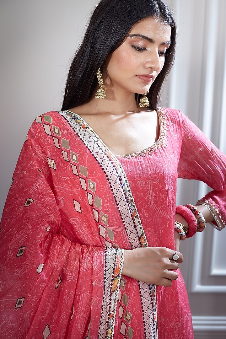 Pink Embroidered Wedding Sharara Set by Mandira Wirk - Indian at Pernia's Pop Up Shop