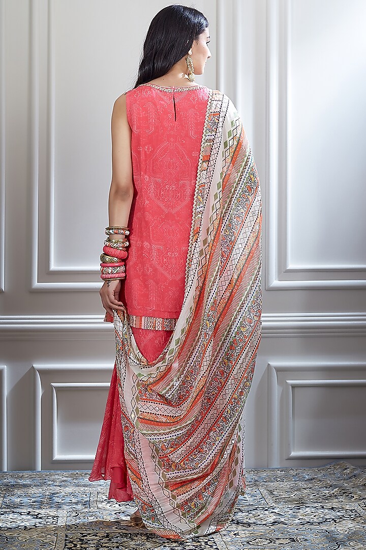 Fuchsia Embroidered & Printed Sharara Set by Mandira Wirk - Indian at Pernia's Pop Up Shop