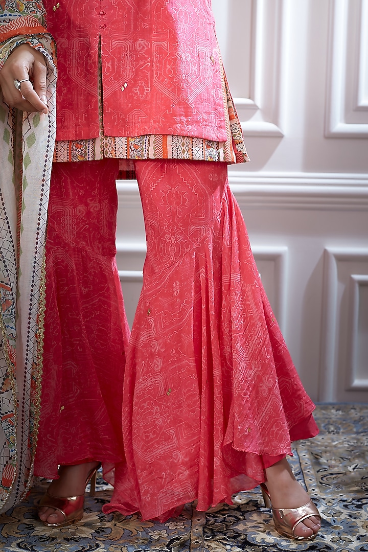 Fuchsia Embroidered & Printed Sharara Set by Mandira Wirk - Indian at Pernia's Pop Up Shop