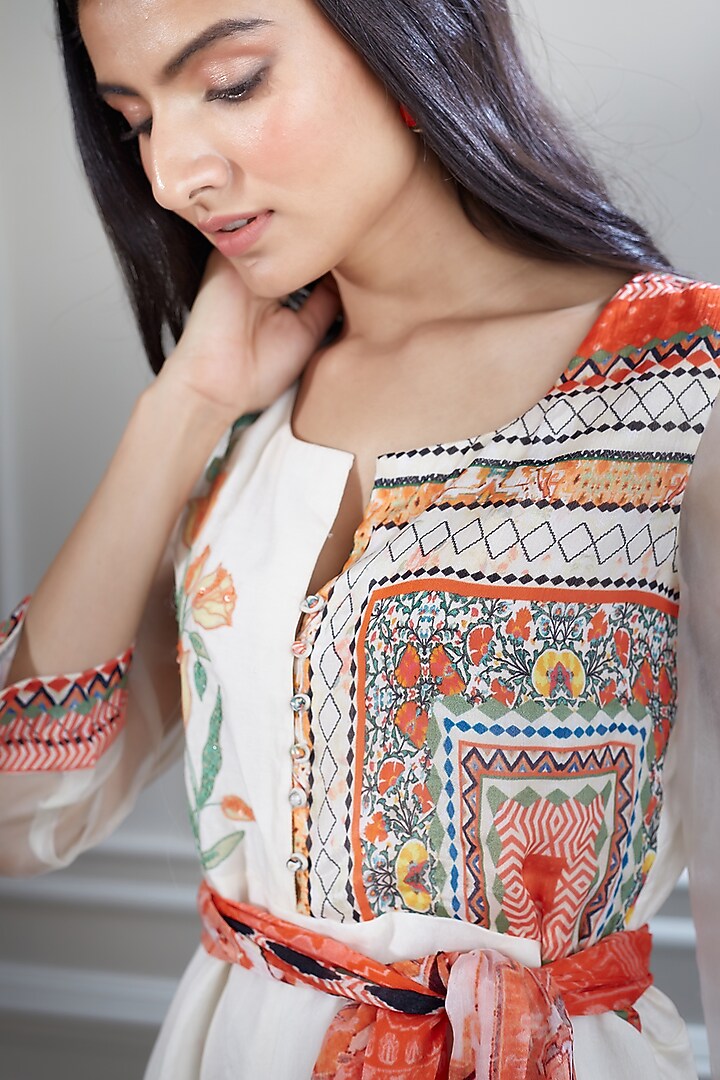 Ivory Hand Embroidered Jumpsuit by Mandira Wirk - Indian at Pernia's Pop Up Shop