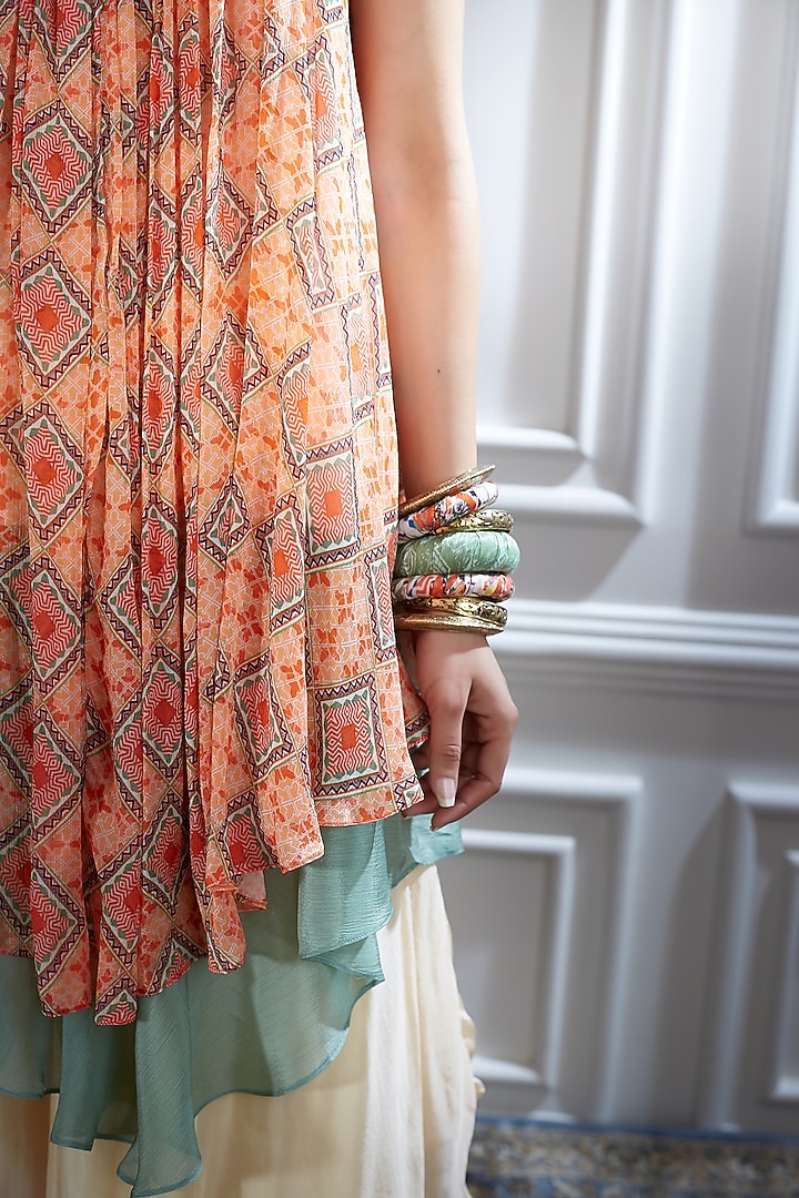 Orange Layered Top With Party Wear Sharara Pants by Mandira Wirk - Indian at Pernia's Pop Up Shop