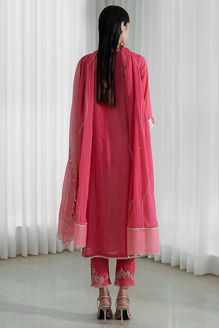 Rose Pink Chanderi Kurta Set by Mandira Wirk - Indian at Pernia's Pop Up Shop
