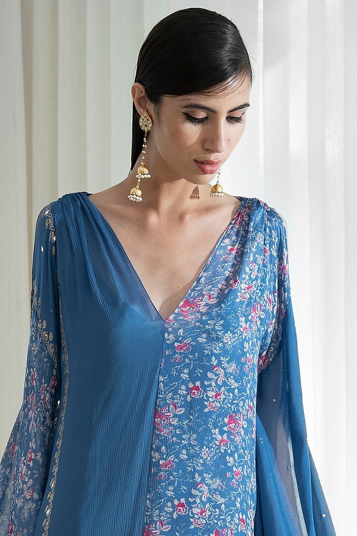 Blue Digital Printed Kaftan Set by Mandira Wirk - Indian at Pernia's Pop Up Shop