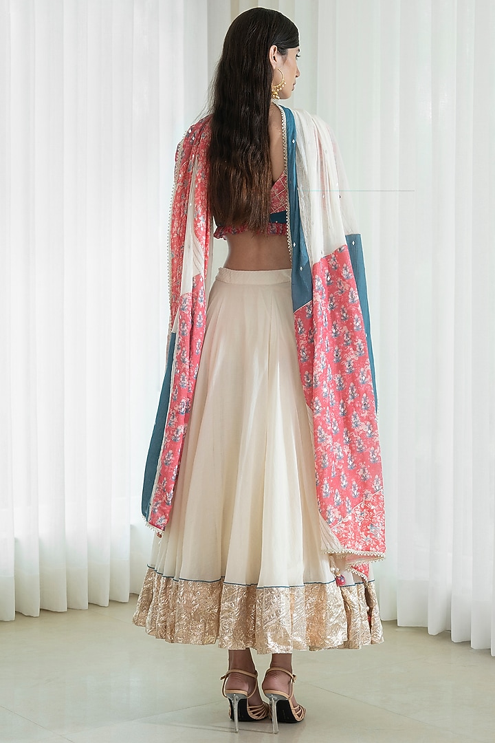 Ivory Mulmul Wedding Lehenga Set by Mandira Wirk - Indian at Pernia's Pop Up Shop