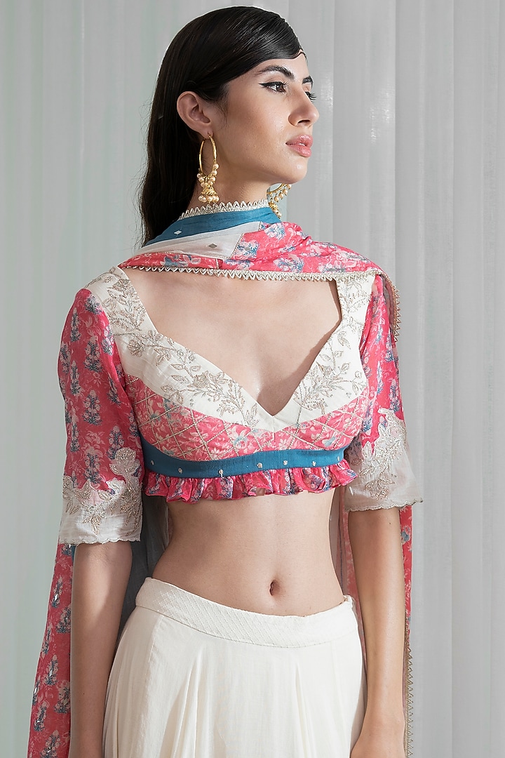 Ivory Mulmul Wedding Lehenga Set by Mandira Wirk - Indian at Pernia's Pop Up Shop