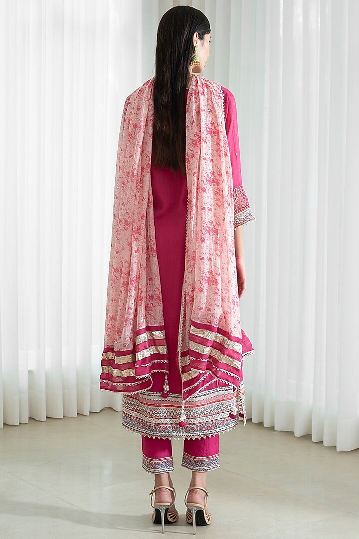 Fuchsia Printed Kurta Set by Mandira Wirk - Indian at Pernia's Pop Up Shop