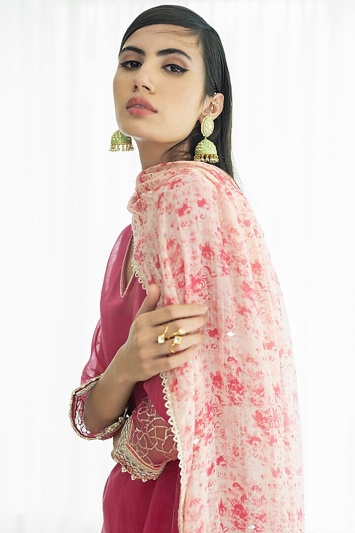 Fuchsia Printed Kurta Set by Mandira Wirk - Indian at Pernia's Pop Up Shop