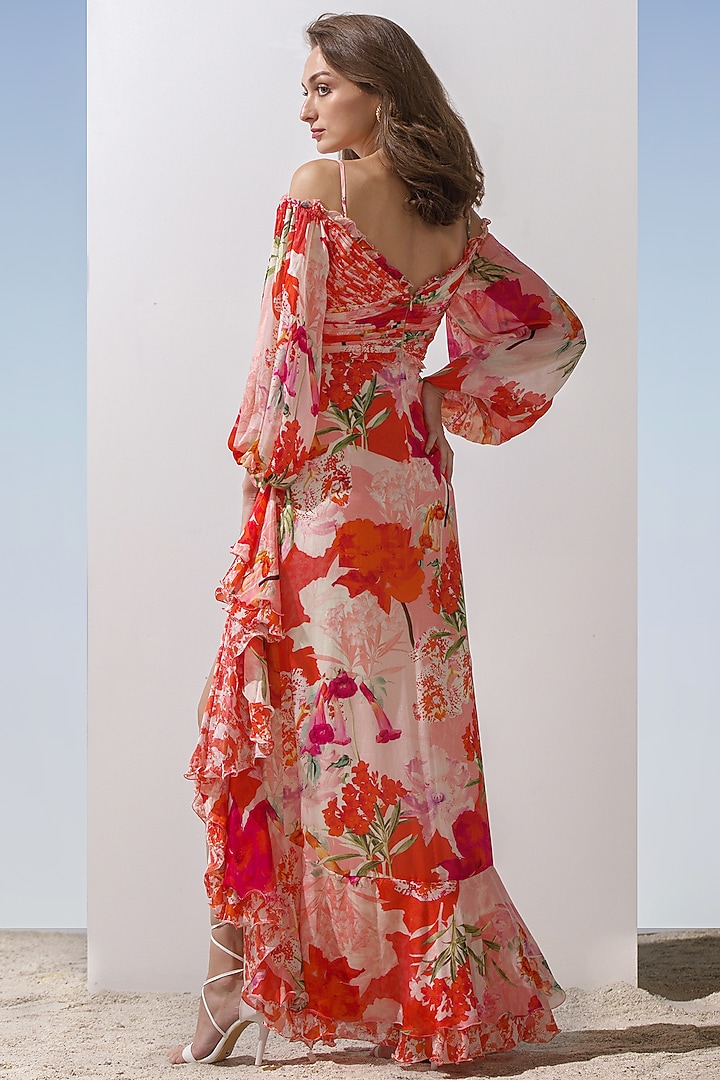 Multi-Colored Printed Pleated Cocktail Dress by Mandira Wirk - Resort at Pernia's Pop Up Shop