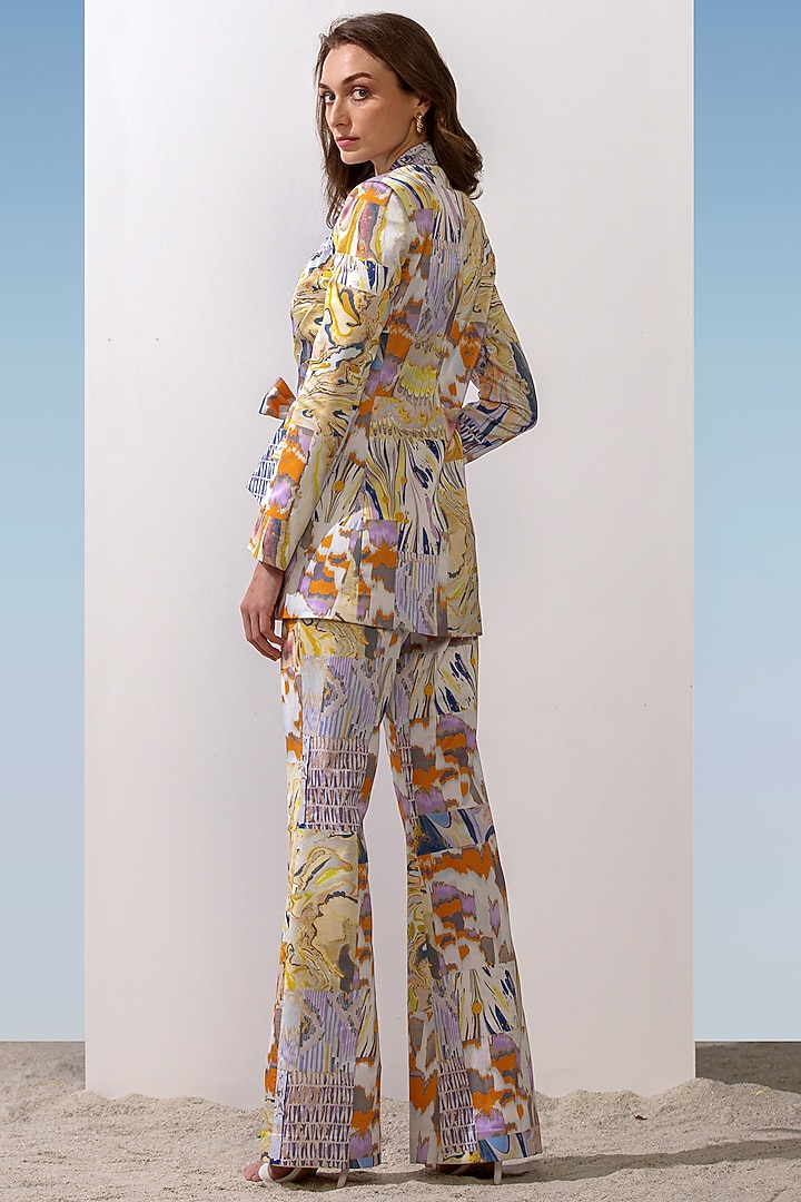 Yellow Marble Printed Pant Set by Mandira Wirk - Resort at Pernia's Pop Up Shop