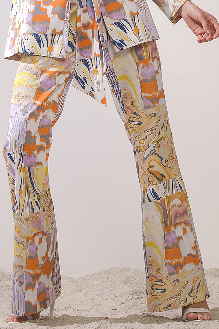 Yellow Marble Printed Pant Set by Mandira Wirk - Resort at Pernia's Pop Up Shop