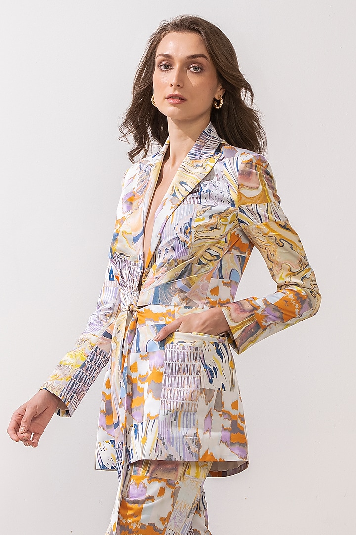 Yellow Marble Printed Pant Set by Mandira Wirk - Resort at Pernia's Pop Up Shop