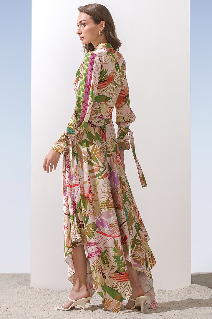 Green Printed Asymmetrical Vacation Dress by Mandira Wirk - Resort at Pernia's Pop Up Shop