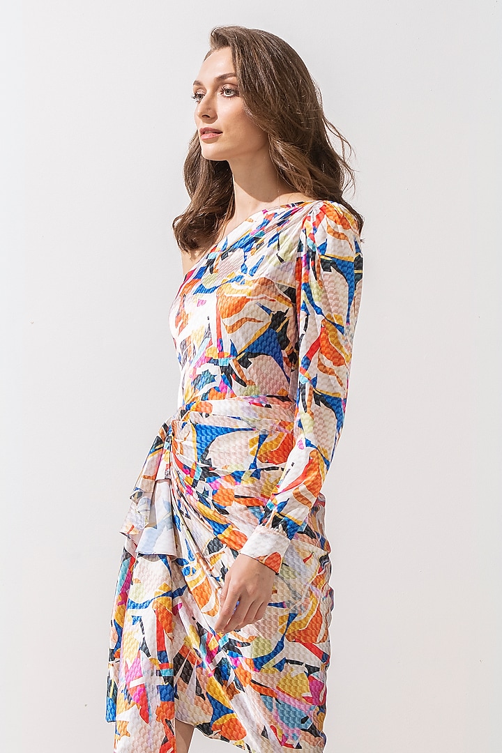 Multi-Colored Printed One Shoulder Vacation Dress by Mandira Wirk - Resort at Pernia's Pop Up Shop