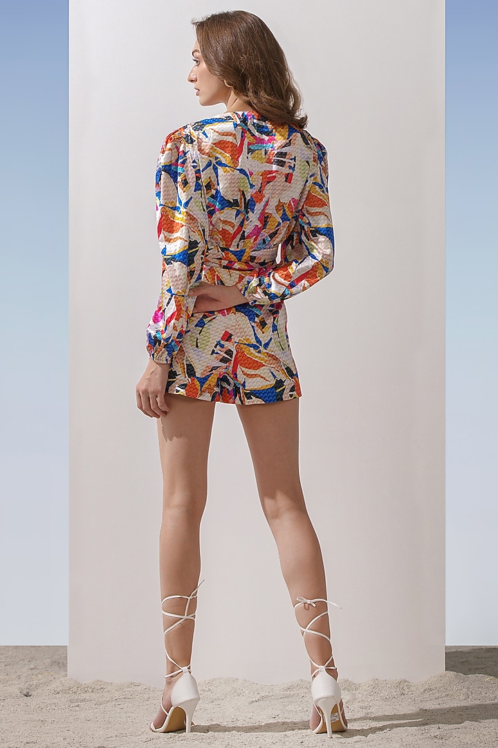 Multi-Colored Satin Printed Skirt Set by Mandira Wirk - Resort at Pernia's Pop Up Shop