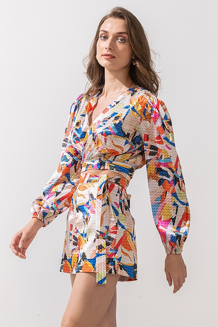 Multi-Colored Satin Printed Skirt Set by Mandira Wirk - Resort at Pernia's Pop Up Shop