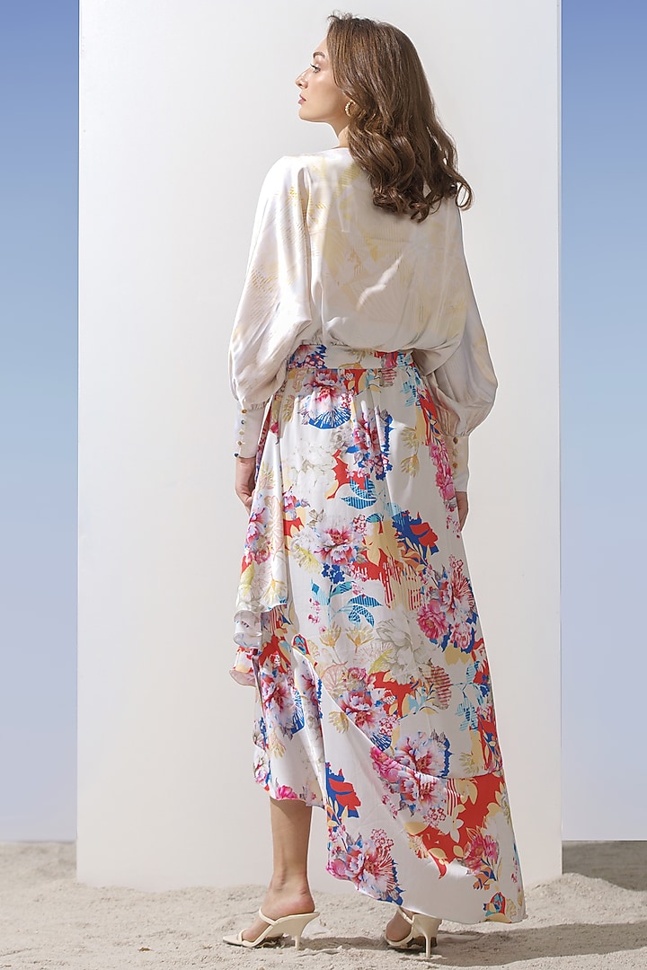 Multi-Colored Printed Overlapped Vacation Dress by Mandira Wirk - Resort at Pernia's Pop Up Shop