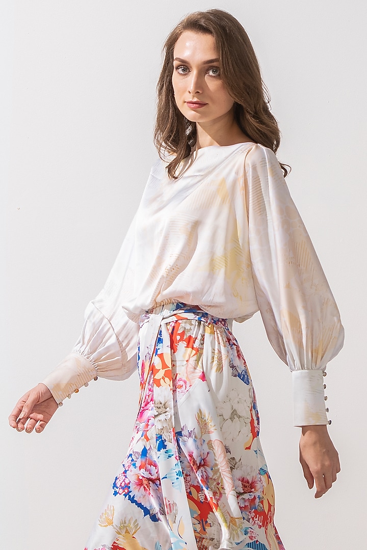 Multi-Colored Printed Overlapped Vacation Dress by Mandira Wirk - Resort at Pernia's Pop Up Shop