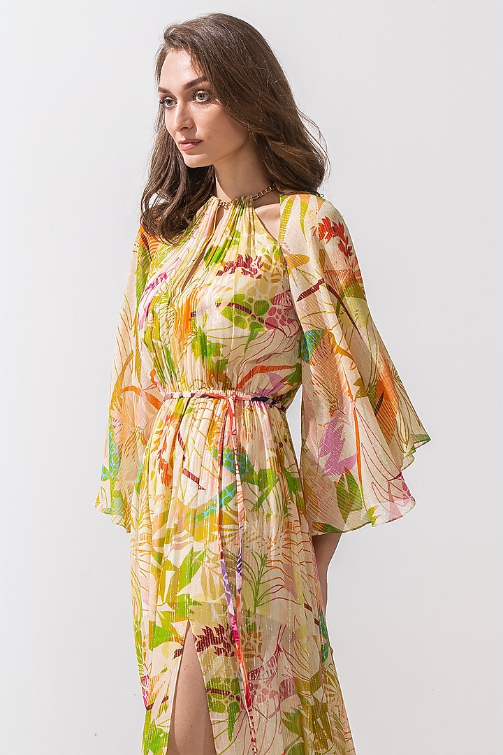 Green Printed Maxi Vacation Dress by Mandira Wirk - Resort at Pernia's Pop Up Shop