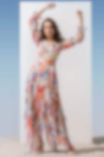 Multi-Colored Printed Cocktail Dress With Belt by Mandira Wirk - Resort at Pernia's Pop Up Shop