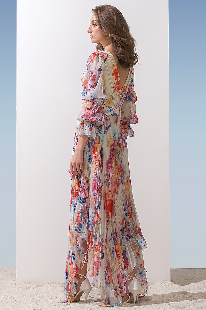 Multi-Colored Printed Cocktail Dress With Belt by Mandira Wirk - Resort at Pernia's Pop Up Shop