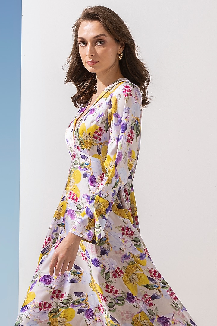 Yellow Printed Asymmetrical Vacation Dress by Mandira Wirk - Resort at Pernia's Pop Up Shop