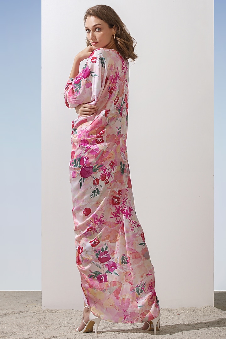 Pink Printed Kaftan by Mandira Wirk - Resort at Pernia's Pop Up Shop