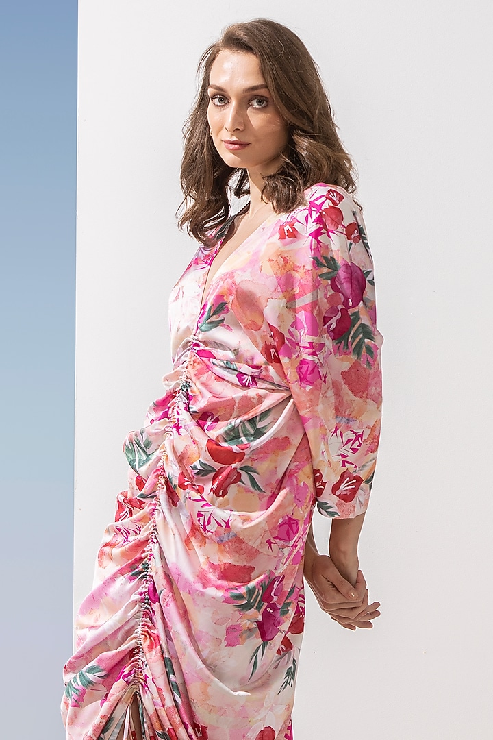 Pink Printed Kaftan by Mandira Wirk - Resort at Pernia's Pop Up Shop