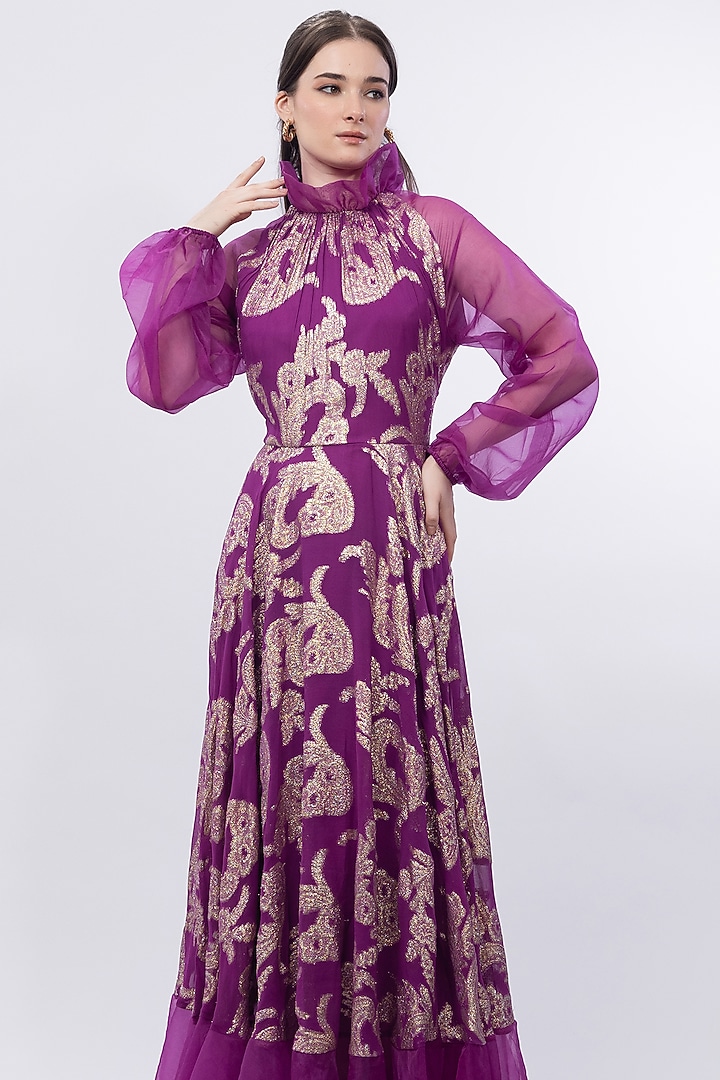 Purple Brasso Party Wear Gown by Mandira Wirk - Resort at Pernia's Pop Up Shop