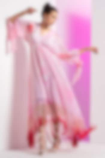 Pink Chiffon Asymmetrical Dress by Mandira Wirk at Pernia's Pop Up Shop