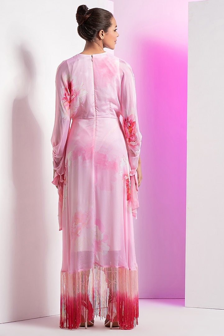 Pink Chiffon Asymmetrical Vacation Dress by Mandira Wirk - Resort at Pernia's Pop Up Shop