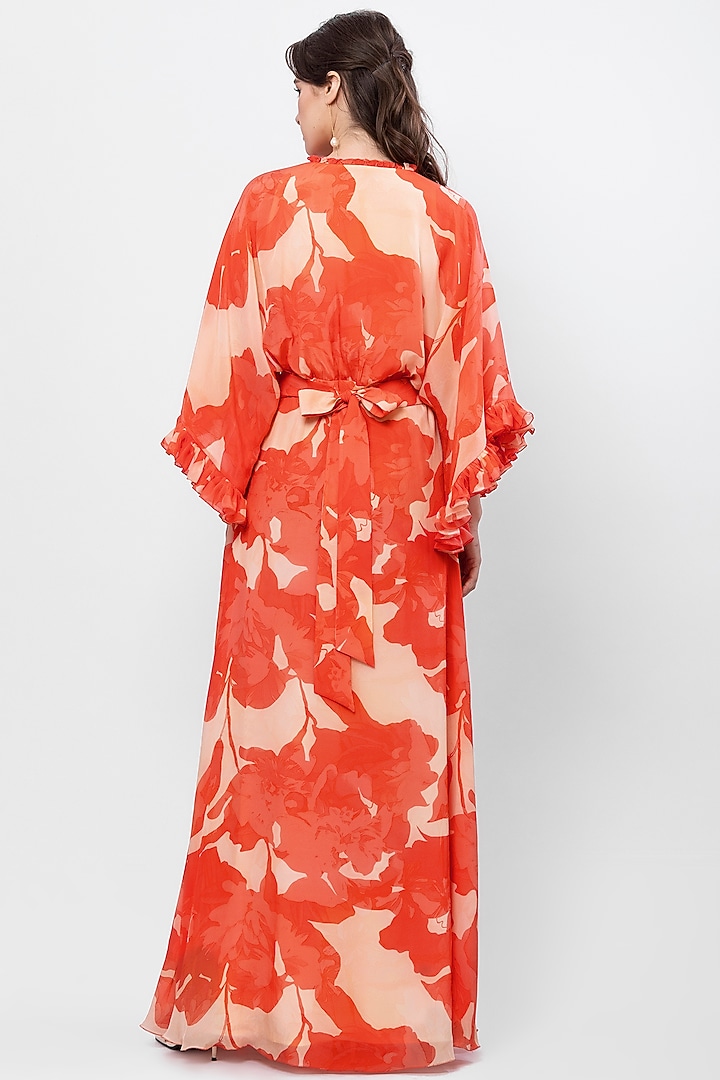 Saffron Crepe Maxi Vacation Dress With Belt by Mandira Wirk - Resort at Pernia's Pop Up Shop