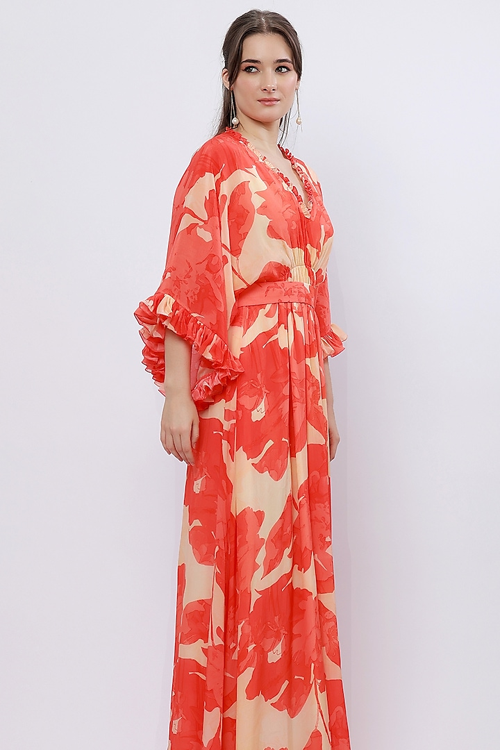 Saffron Crepe Maxi Vacation Dress With Belt by Mandira Wirk - Resort at Pernia's Pop Up Shop