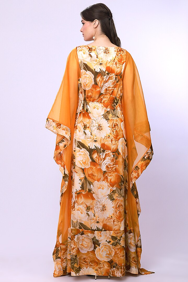 Ochre Chiffon & Organza Kaftan by Mandira Wirk - Resort at Pernia's Pop Up Shop