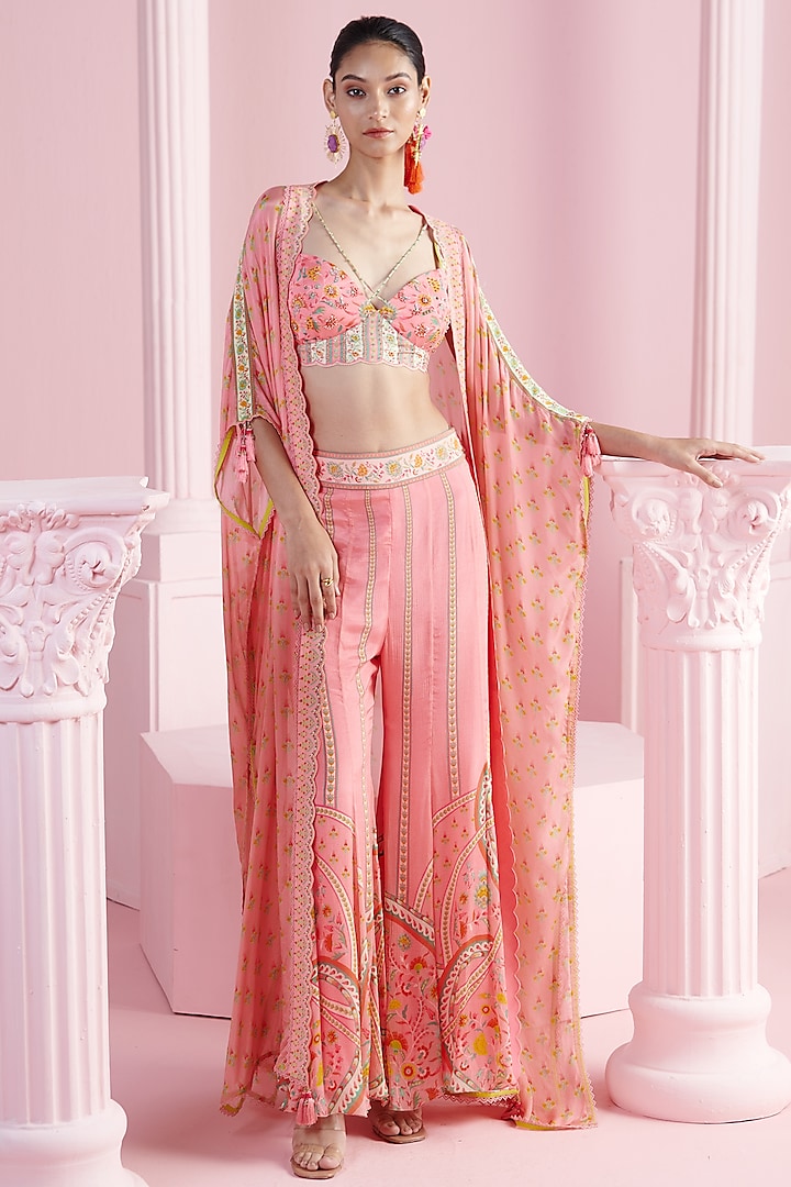 Pink Chiffon Cape Set by Mandira Wirk - Indian at Pernia's Pop Up Shop