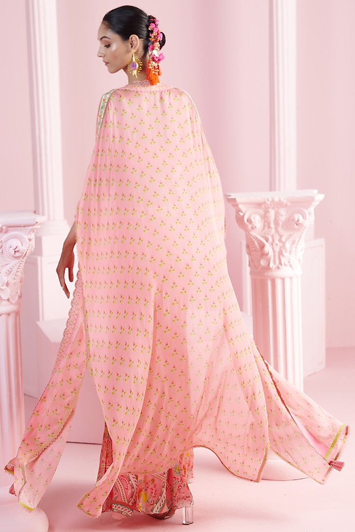 Pink Chiffon Cape Set by Mandira Wirk - Indian at Pernia's Pop Up Shop