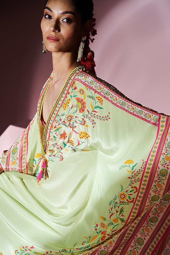 Pink Crepe Printed Kaftan Set by Mandira Wirk - Indian at Pernia's Pop Up Shop