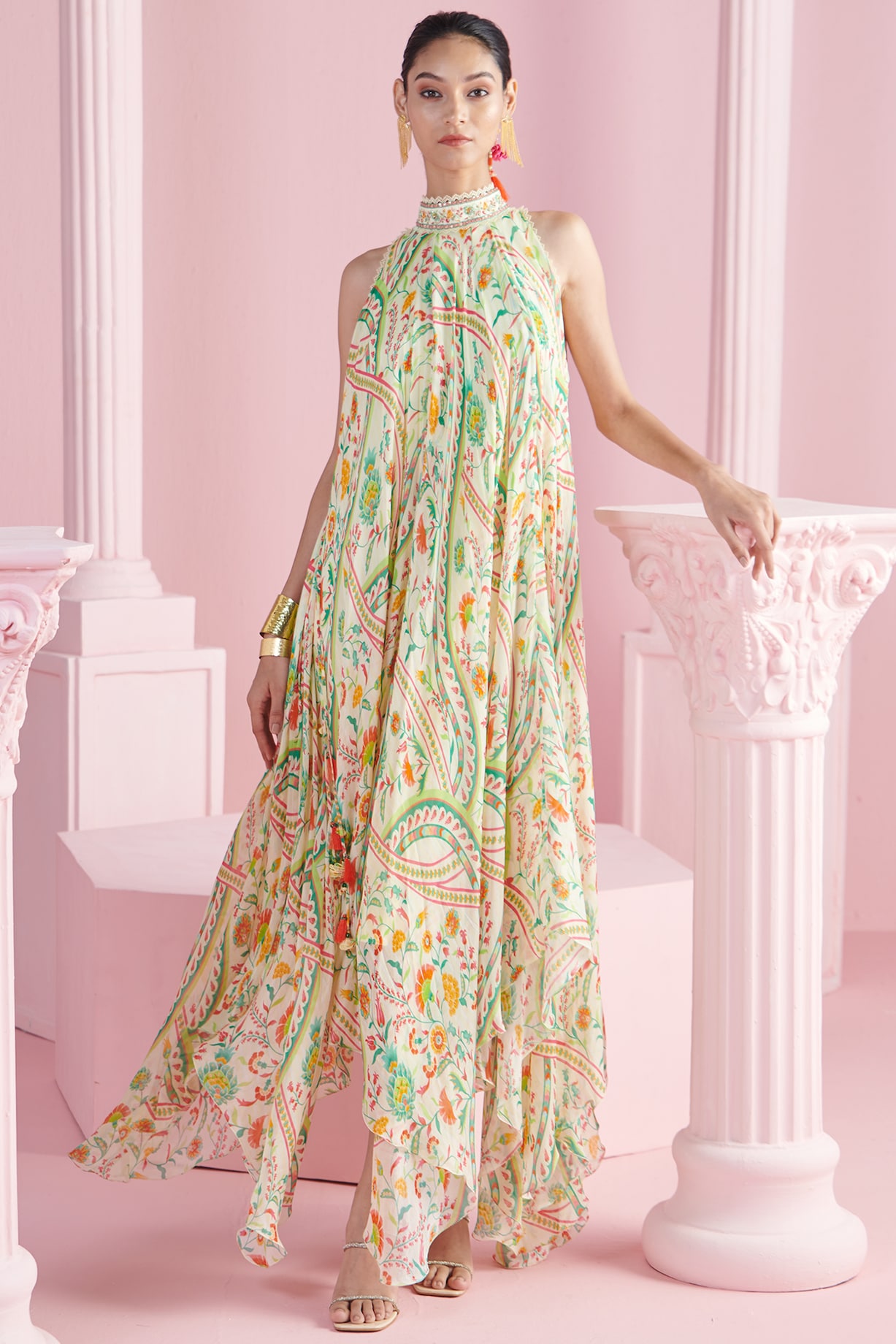 sachin and babi light blue dress Lemon Chiffon Heavy Flare Maxi With Duppatta – Faash Wear