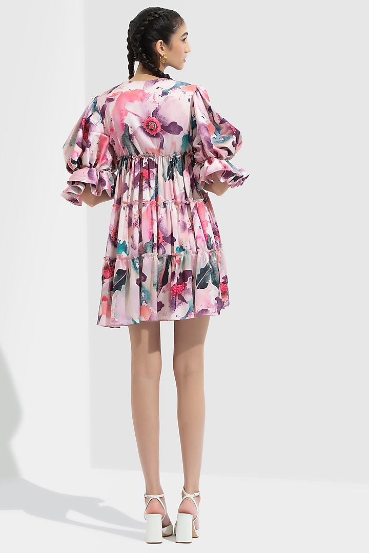 Azalea Pink Printed Tiered Vacation Dress by Mandira Wirk - Resort at Pernia's Pop Up Shop