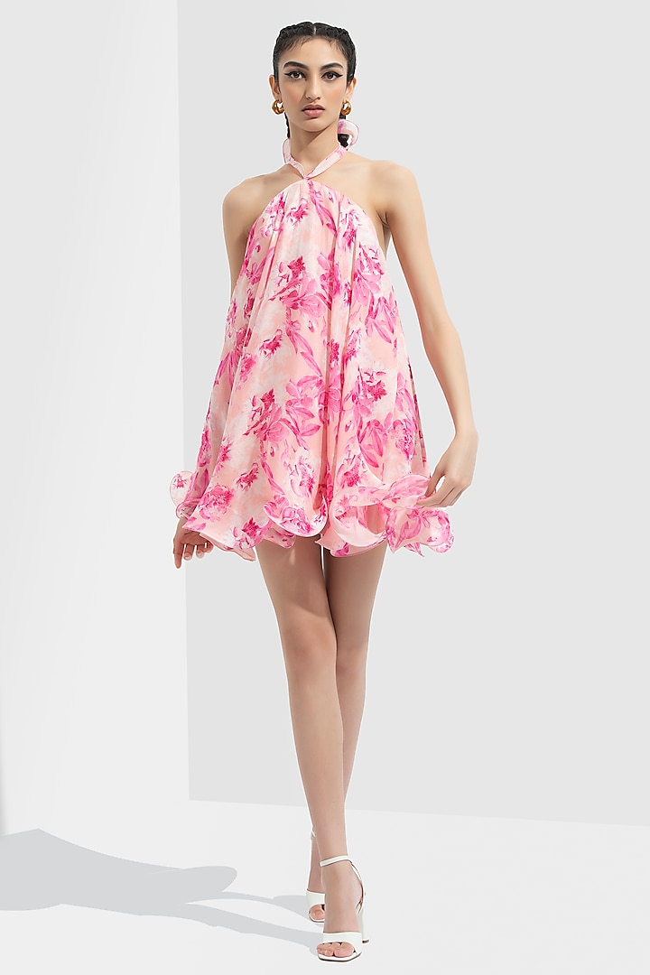 Sakura Pink Printed Printed Dress by Mandira Wirk at Pernia's Pop Up Shop