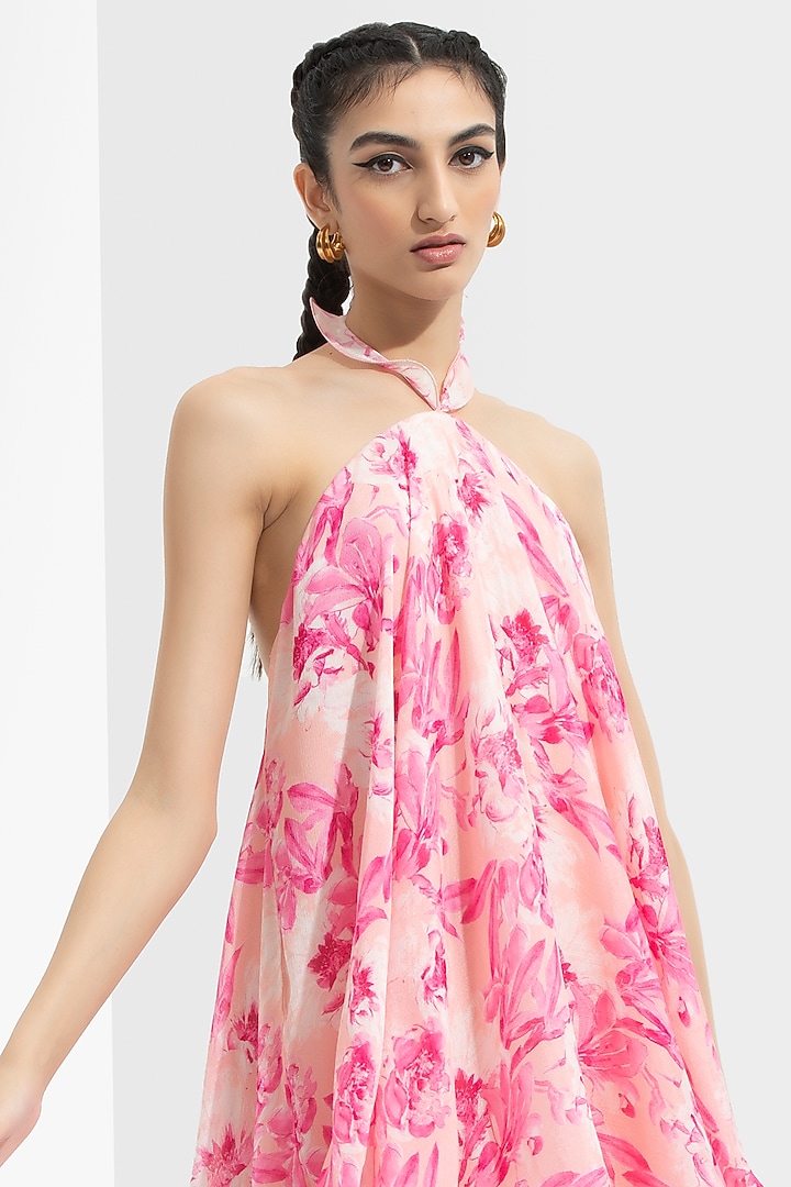 Sakura Pink Printed Printed Vacation Dress by Mandira Wirk - Resort at Pernia's Pop Up Shop
