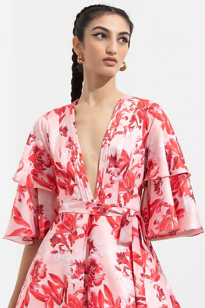 Mirrai Pink Printed Mini Vacation Dress by Mandira Wirk - Resort at Pernia's Pop Up Shop