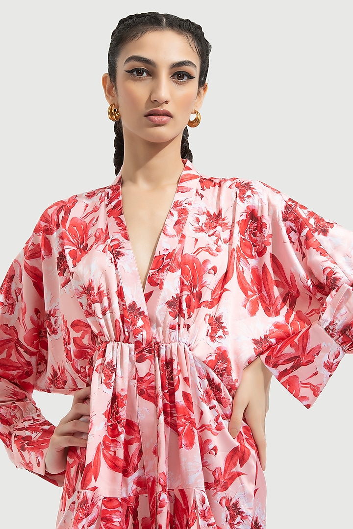 Mirrai Pink Printed Vacation Dress by Mandira Wirk - Resort at Pernia's Pop Up Shop