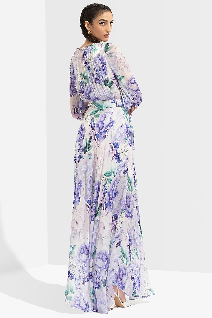 Ume Purple Printed Asymmetrical Vacation Dress by Mandira Wirk - Resort at Pernia's Pop Up Shop