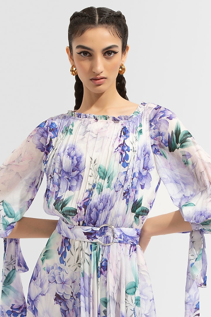 Ume Purple Printed Asymmetrical Vacation Dress by Mandira Wirk - Resort at Pernia's Pop Up Shop