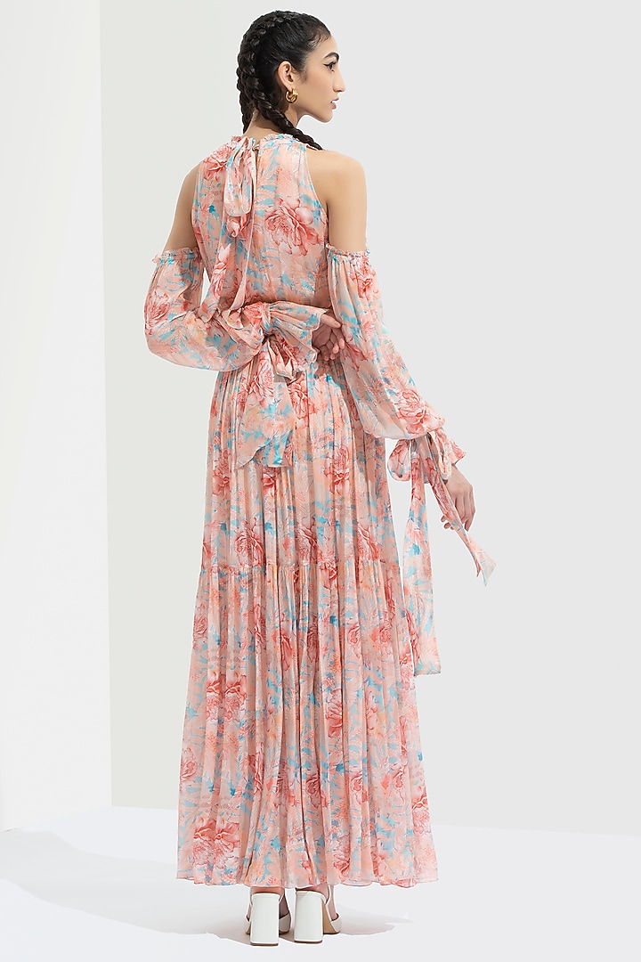Peachish Nude Printed Maxi Vacation Dress by Mandira Wirk - Resort at Pernia's Pop Up Shop