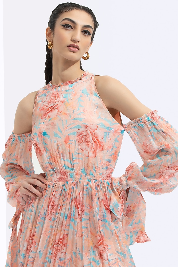 Peachish Nude Printed Maxi Vacation Dress by Mandira Wirk - Resort at Pernia's Pop Up Shop