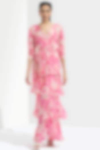 Sakura Pink Printed Printed Maxi Dress by Mandira Wirk