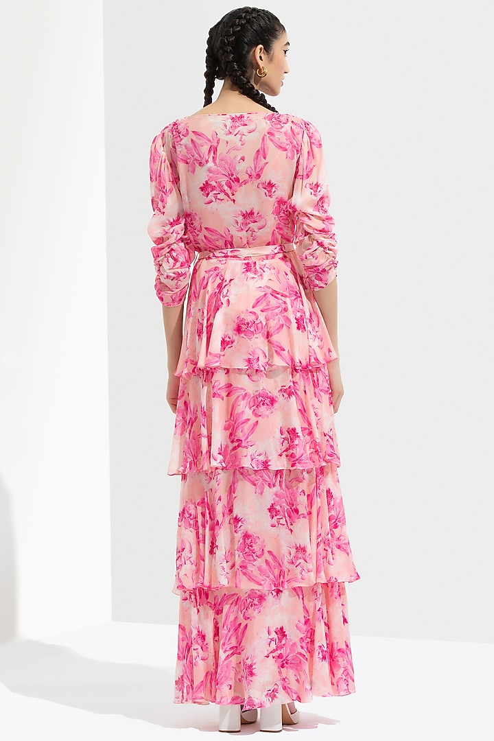 Sakura Pink Printed Printed Maxi Vacation Dress by Mandira Wirk - Resort at Pernia's Pop Up Shop