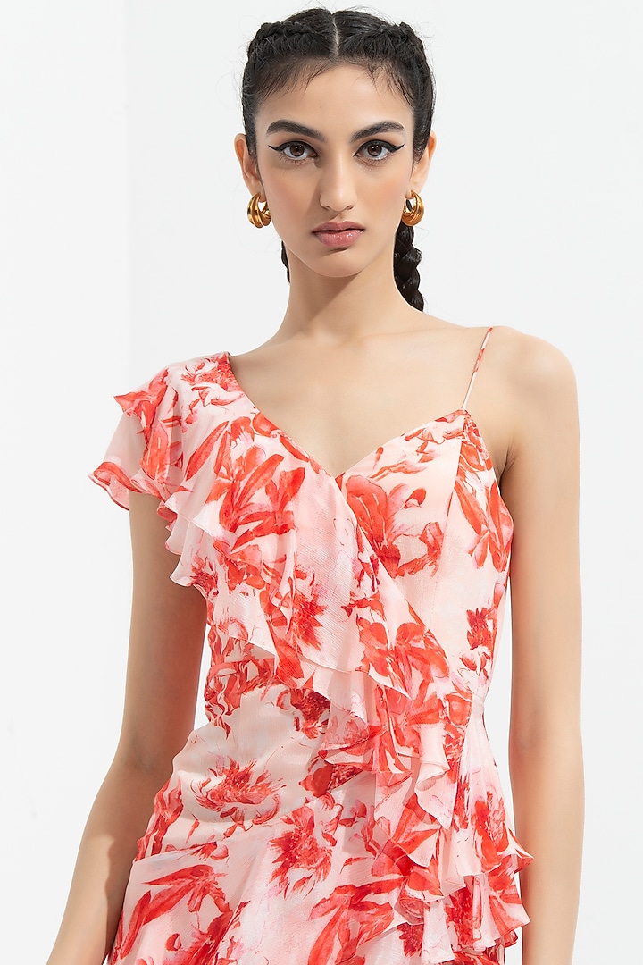 Mirrai Pink Printed Layered Vacation Dress by Mandira Wirk - Resort at Pernia's Pop Up Shop